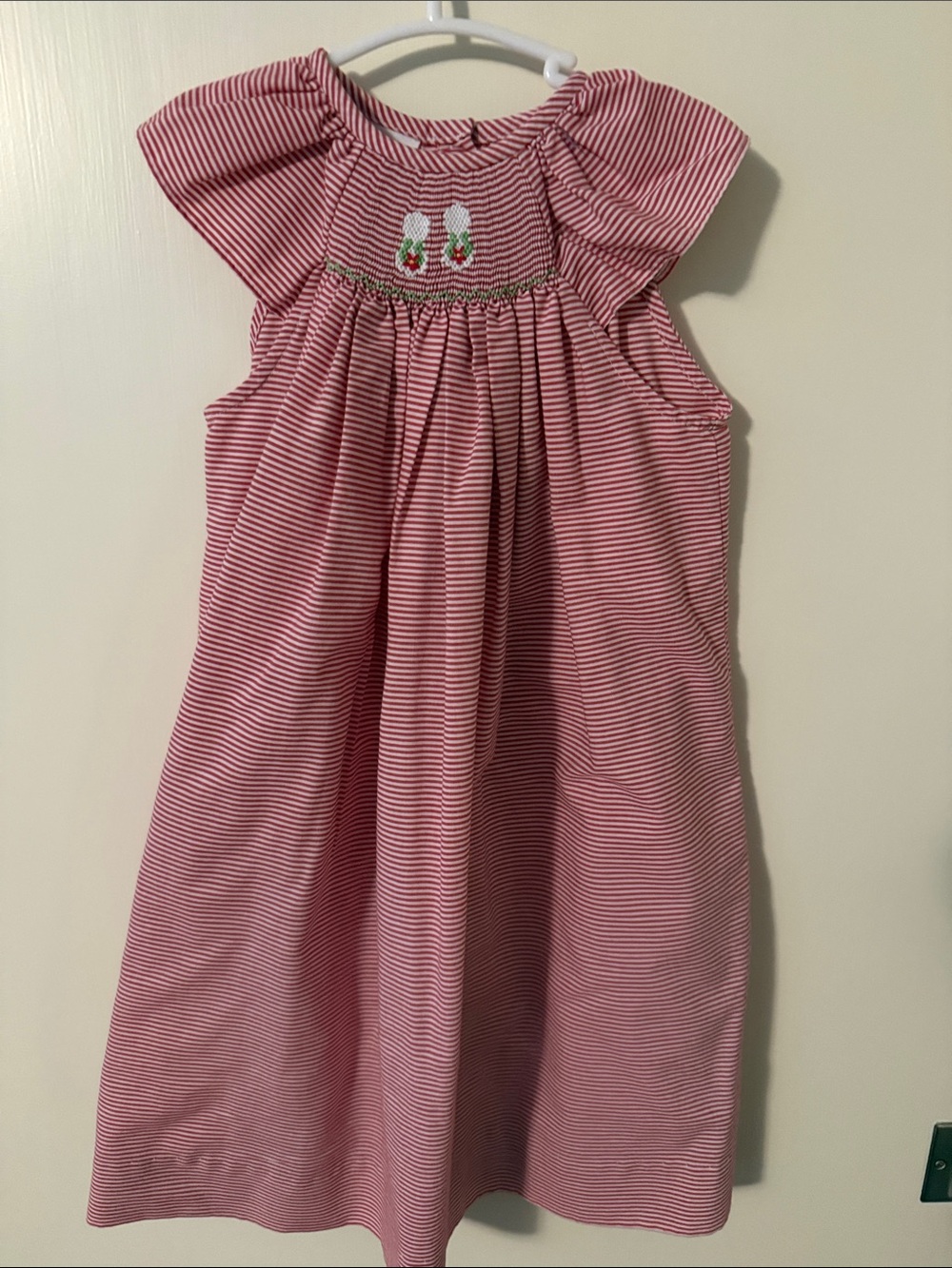 Smocked Striped Red Girls' Casual Dress